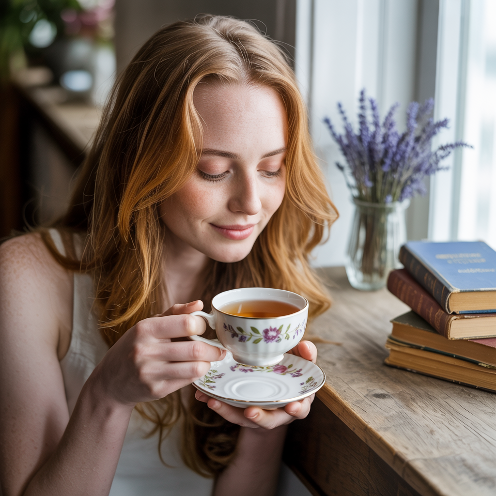 A person enjoying tea